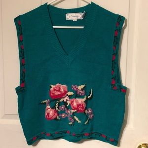 J. Christopher Knit Cotton Floral Sweater Vest